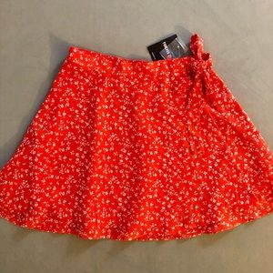 Red Forever 21 mini wrap skirt NWT